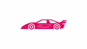 Racing car icon, isolated on white background, 4K motion graphics animation, light crimson color icon video