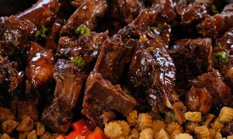 spare ribs with barbeque sauce photo