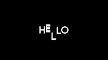 creative motion explosion text animation , the text of the word hello is written in white on a black background video