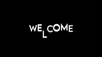 creative motion explosion text animation , the text of the word welcome is written in white on a black background video