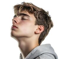 Man with Disgusted Facial Expression Isolated on White photo