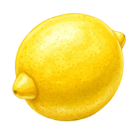 A Watercolor vibrant yellow lemon with textured surface isolated against a plain surrounding area on transparent background png