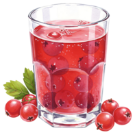 A Watercoloring beverage with berries in a clear Watercolor on a plain backdrop for a simple composition on transparent background png