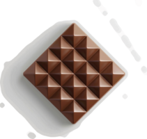 A square dark chocolate bar with a pyramidal pattern. png