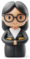 Smiling, stylized female figure in a judge's robe. png