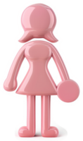 Pink stylized female figure icon with a circular object. png
