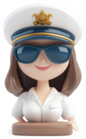 Smiling female officer figurine in a captain's uniform. png