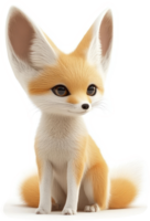Adorable Fennec Fox, digitally rendered, in a sitting pose. png