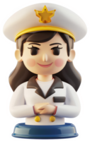 Smiling female officer figurine in a formal uniform. png