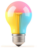 Colorful dual-toned lightbulb highlights innovative design. png