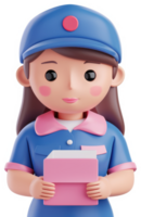 Animated delivery person holding a package. png