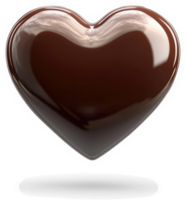 Glossy chocolate heart shape, a delectable treat. png