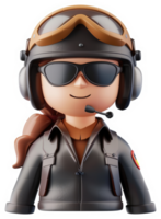 Stylized female pilot figure in flight gear. png