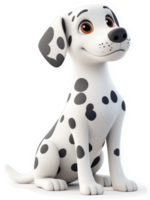 animado dálmata personagem, sentado e olhando para cima. png
