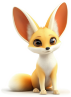 Cartoon fennec fox in a seated pose. png
