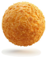 Round, golden-brown bread roll with crispy topping. png