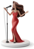 Animated female vocalist in a red gown, singing into a microphone. png