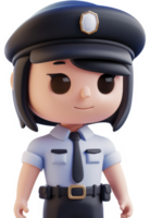 Cartoon policewoman in uniform, cheerful and stylized. png
