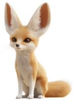Animated desert fox character, seated and alert. png