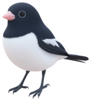 Digital rendering of a small, black and white bird. png