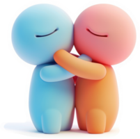 Two stylized figures embrace in a heartwarming display of affection. png