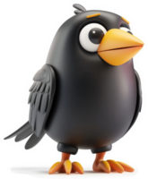 Cute cartoon crow, posed in profile view. png