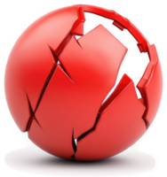A fractured red sphere, showcasing a shattered, three-dimensional form. png