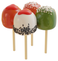 Assorted colorful, spherical dessert pops with toppings. png