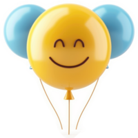 Three balloons with a smiling face emoji design. png