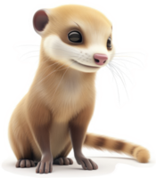 Digital illustration of a cute, light brown weasel-like creature. png