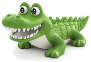 Smiling, cartoon crocodile character, brightly colored. png