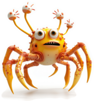A vibrant, multi-eyed crab-like creature with multiple appendages. png