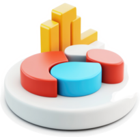 Colorful infographic with stacked bar and pie charts displays data visualization. png