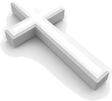 A three-dimensional rendering of a white christian cross. png
