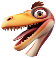 Cartoonish dinosaur head with a wide, joyful expression. png