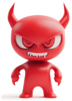 Red cartoon devil figure with menacing expression. png