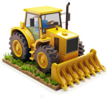 Yellow tractor with a farming implement. png