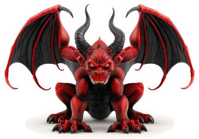 Fierce, demonic dragon statue with menacing expression. png