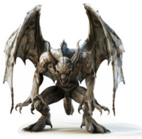 Ferocious winged creature with sharp claws and horns. png