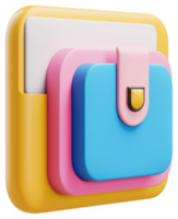 Colorful digital wallet icon, showcasing a layered design. png