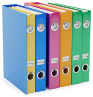 Multicolored file folders stacked neatly. png
