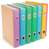 Colorful file folders arranged neatly in a stack. png