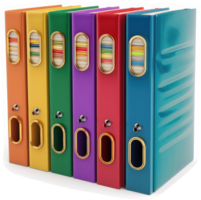 Colorful file folders neatly arranged in a stack. png