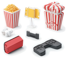 Variety of entertainment objects displayed as 3D models. png