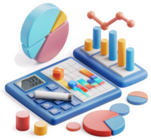 Colorful data visualization tools and financial instruments. png