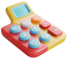 Colorful calculator design featuring percentage and arithmetic functions. png