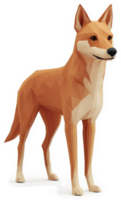 Low-poly illustration of a digitally rendered dingo. png