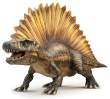 A spiky, prehistoric reptile, the spinosaurus, in a striking pose. png