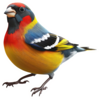 Vibrant colorful finch in profile view. png
