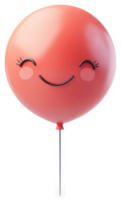 Smiling, rosy red balloon with cheerful expression. png